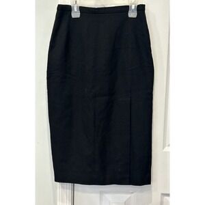 Anne Klein Vintage 100% Wool Black Pencil Skirt  Made USA Fully Lined Size 6